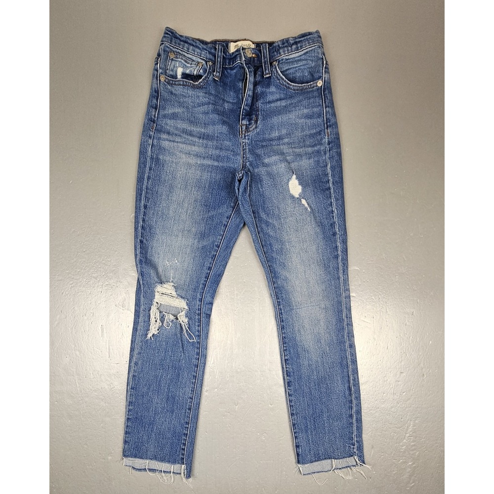 Madewell Jeans The High Rise Slim Boyjean Women 23x26 Blue Distressed Denim